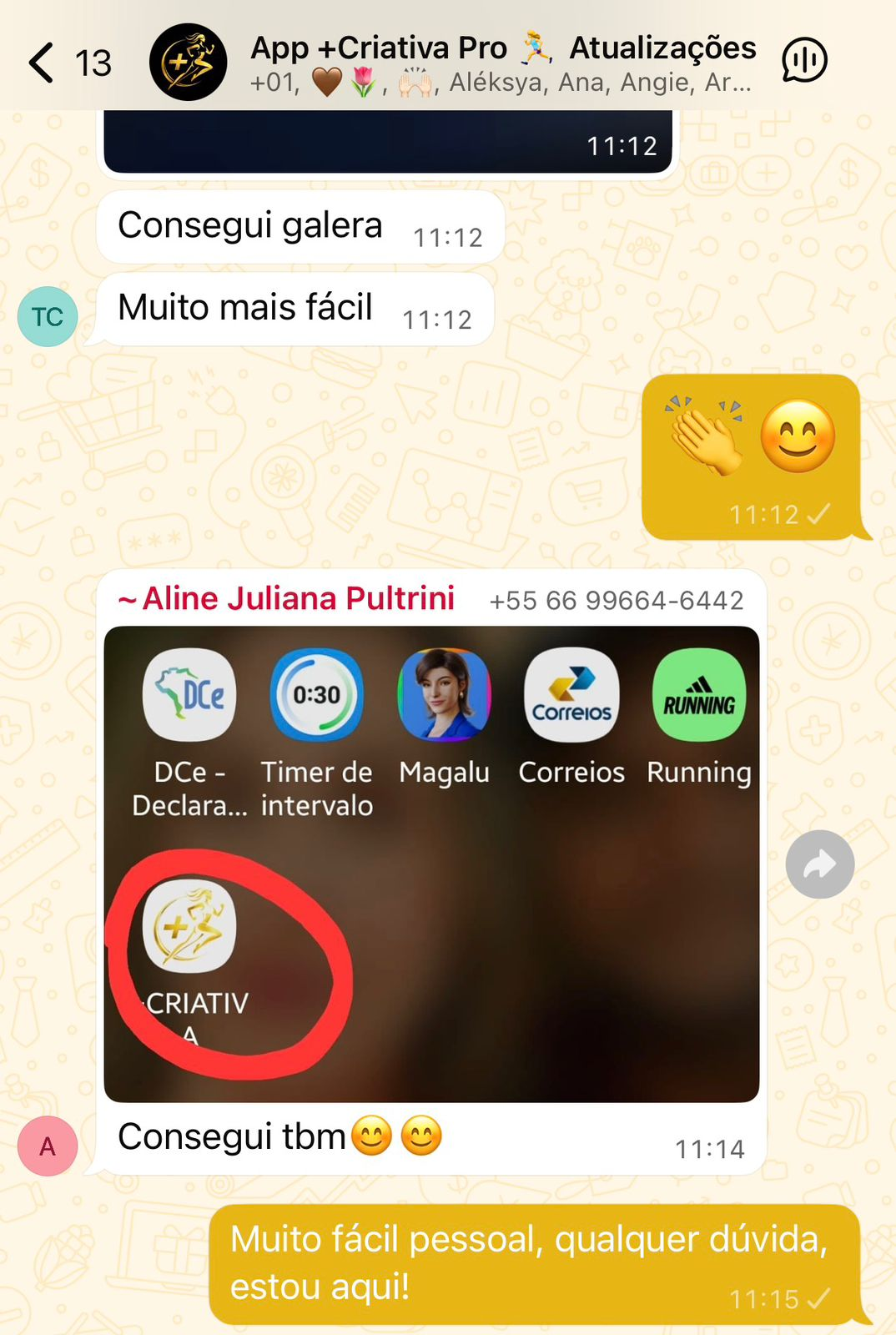 Print da comunidade no WhatsApp